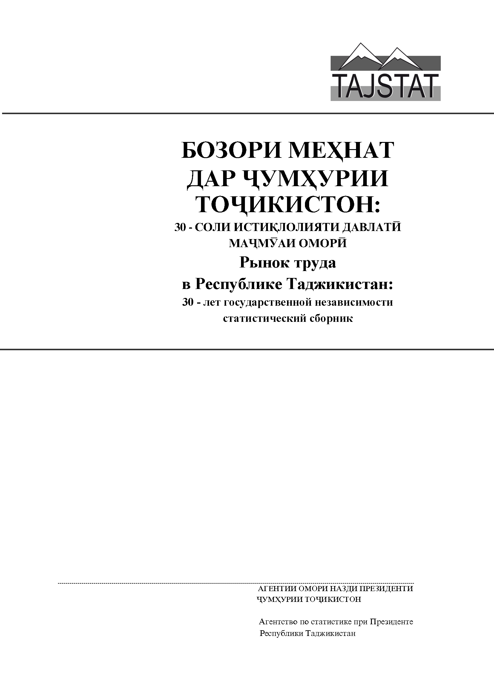 Рынок труда в Республике Таджикистан: статистический сборник (2021)