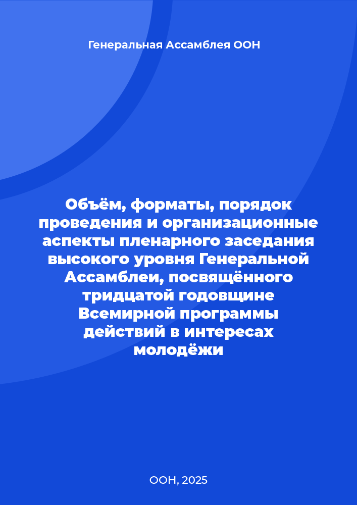 Объём, форматы, порядок проведения и организационные аспекты пленарного заседания высокого уровня Генеральной Ассамблеи, посвящённого тридцатой годовщине Всемирной программы действий в интересах молодёжи
